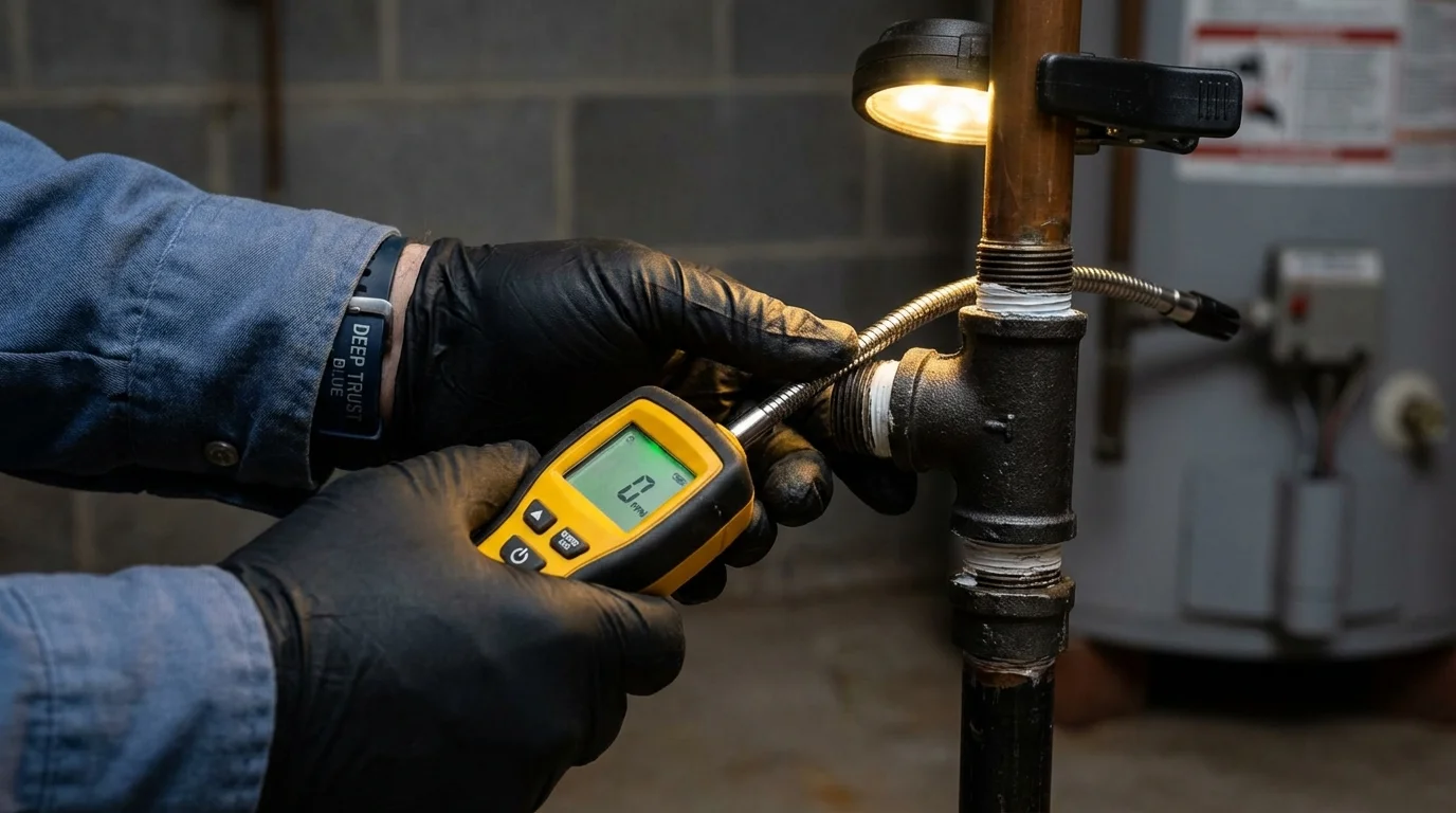Gas leak detection with electronic sniffer by Johns Plumbing LLC in Wiggins